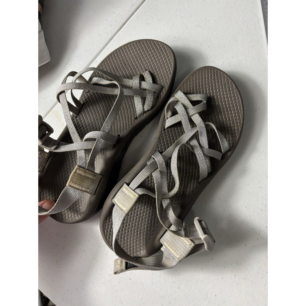 Chaco Cloud Women's Silver Gray Sandals Adventure Hiking Outdoors Strappy Sz 7 - Picture 8 of 15